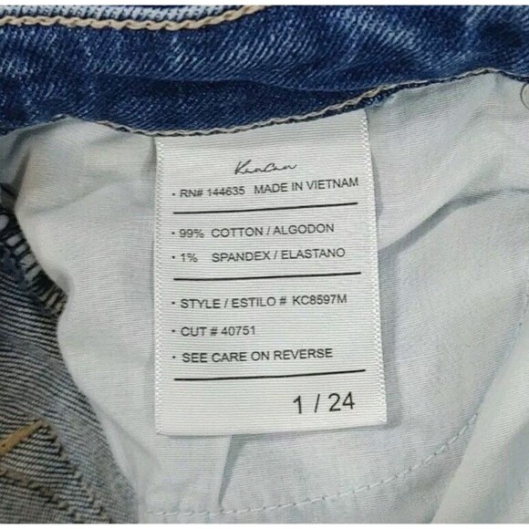 Kancan Sultana Slim Women's 1/24 Distressed Mid Rise Stretch Blue Denim Jeans - Picture 12 of 14